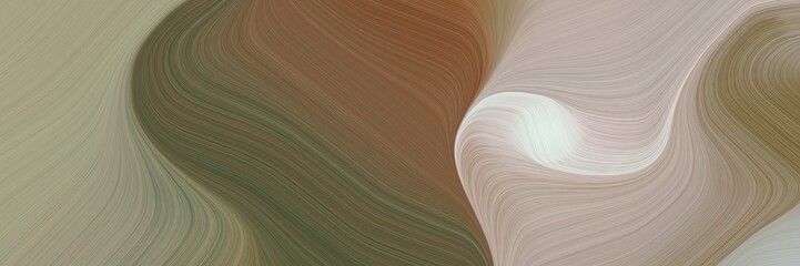 Aufkleber - abstract decorative designed horizontal banner with gray gray, light gray and dark olive green colors. fluid curved lines with dynamic flowing waves and curves for poster or canvas