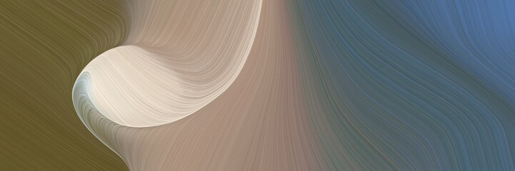 Aufkleber - abstract surreal horizontal banner with dim gray, tan and light gray colors. fluid curved flowing waves and curves for poster or canvas