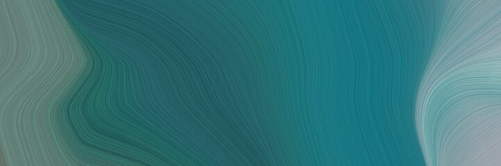Poster - abstract decorative banner with teal blue, dark gray and slate gray colors. fluid curved flowing waves and curves for poster or canvas