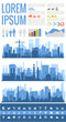 © izabelita - Abstract stylish cityscape infographics. Infographics elements collection with town, city elements