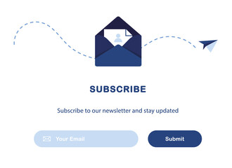 Poster - vector banner illustration of email marketing. subscription to newsletter, news, offers, promotions.