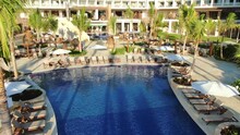 AERIAL Views Of Exterior Of Luxury Hotel Resort And Amenities