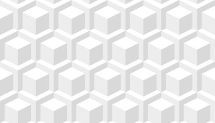 Wall Mural - Abstract cube isometric background. Seamless wallpaper texture. White graphic design