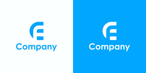 Leinwandbilder - Initial Letter CF or EF Logo. Monogram Linear Rounded Style isolated on White and Blue Background. Usable for Business, Branding and Technology Logos. Flat Vector Logo Design Template Element.