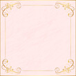 Vintage floral ornament border, Hand drawn decorative element, vector illustration of gold floral frame with pink background, design template for page decoration cards, wedding, banner
