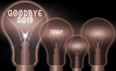 Wall Mural - Conceptual hand writing showing Goodbye 2019. Concept meaning welcoming and celebrating a happy new year and hello 2020