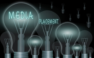 Fototapete - Text sign showing Media Placement. Business photo showcasing inserting a digital ad message to promote a business