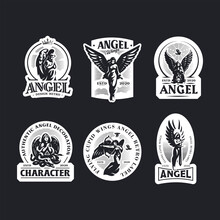 Vintage Emblems With Women Angels.