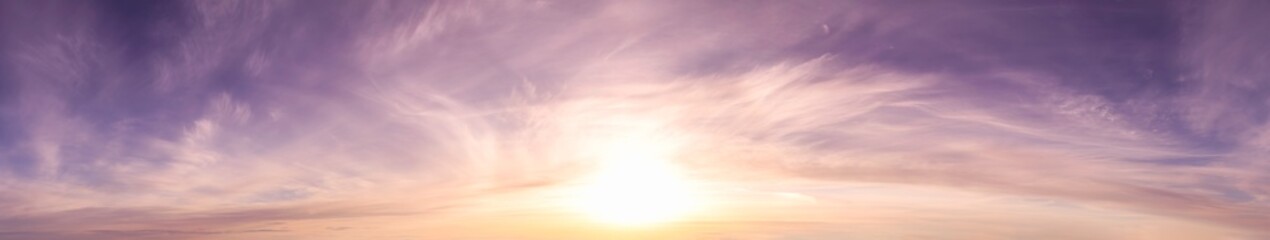 Wall Mural - Beautiful Panoramic View of Cloudscape during a colorful sunset or sunrise. Taken on the West Coast of British Columbia, Canada.