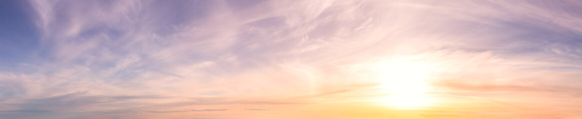 Wall Mural - Beautiful Panoramic View of Cloudscape during a colorful sunset or sunrise. Taken on the West Coast of British Columbia, Canada.