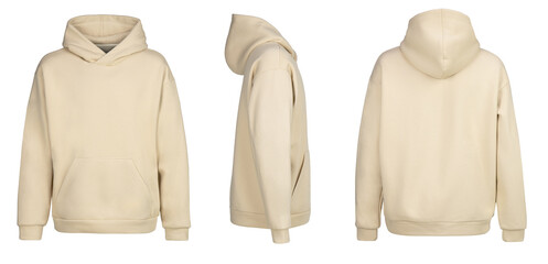 beige hoodie template. hoodie sweatshirt long sleeve with clipping path, hoody for design mockup for