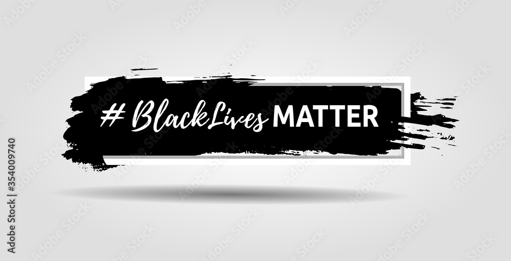 Black lives matter slogan hashtag isolated in frame with ink background. Vector illustration. EPS10 - obrazy, fototapety, plakaty 