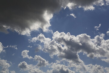 Wall Mural - white fluffy clouds in the blue sky.