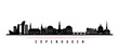 Copenhagen skyline horizontal banner. Black and white silhouette of Copenhagen, Denmark. Vector template for your design.