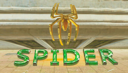 Spider gold graphic resource text green crystal ready to be used in your professional projects