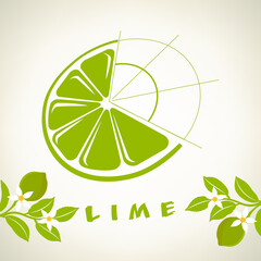 Poster - Lime on a branch logo vector. 