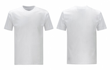 front back and side views of white t shirt on isolated on white background slim fit style