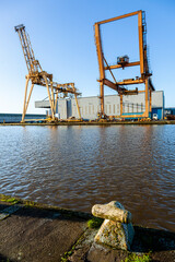 Cranes waiting for a ship on Goole docks