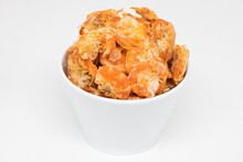Dried Shrimp In A White Cup On A White Background