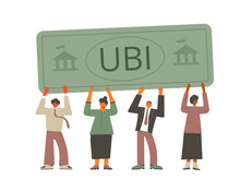 Unic City Basic Income. Vector Flat Color Concept.