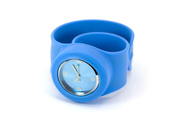 blue wrist watch isolated on white
