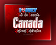 © volser - Holiday design, background with handwriting and 3d texts, maple leaf and national flag colors for First of July, Canada National day, celebration; Vector illustration