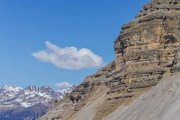 Rocky mountain peak of Dolomites Alps near Madonna di Campiglio (TN) in Italy