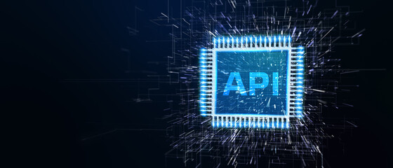 API - Application Programming Interface. Software development tool. Business, modern technology, internet and networking concept. 3D illustration