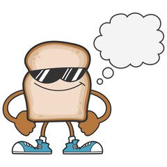 Wall Mural - slice of bread cartoon character with sunglasses