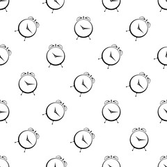 Wall Mural - Alarm Clock Icon Seamless Pattern