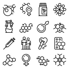 Poster - hormones icons set. outline set of hormones vector icons for web design isolated on white background