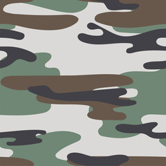 Wall Mural - Military camouflage seamless pattern. Khaki texture. Trendy background. Abstract color vector illustration. For design wallpaper, fabric, wrapping paper.