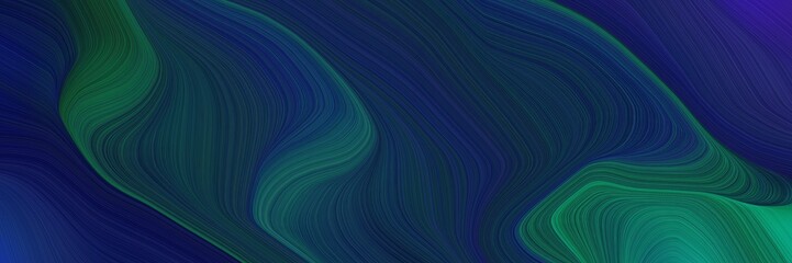 Poster - beautiful and smooth creative elegant graphic with very dark blue, teal and teal green color. contemporary waves design