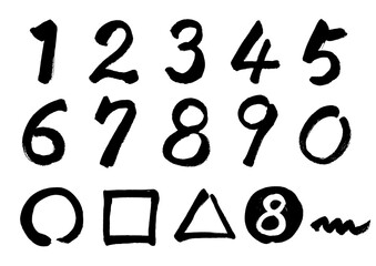 数字,アラビア数字,文字,１,２,３,４,５,６,７,８,９,０,１２３４５６７８９０,まる,丸,マル,四角,三角,筆書き,手書き,筆文字,書道,書き文字,墨文字,習字,字,墨,書,白バック,日本,筆,白背景,素材,イラスト,イラストレーション,ベクター,日本語,カリグラフィー,毛筆,手書き文字