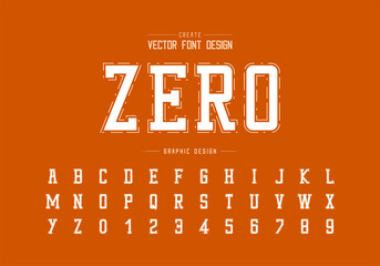 Poster - Zero font and line alphabet vector, Typeface and number design, Graphic text on orange background