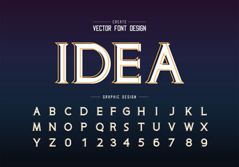 Poster - Line font with white shadow and alphabet vector, Idea typeface letter and number design, Graphic text on background