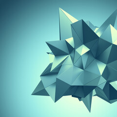Wall Mural - 3d render, digital illustration, abstract faceted metallic background, geometric wallpaper, mint blue crystals