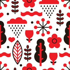 Wall Mural - Scandinavian summer seamless pattern. Can be used in textile industry, paper, background, scrapbooking.