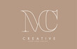 Outline MC M C letters logo design. Long Tail effect vector illustration.