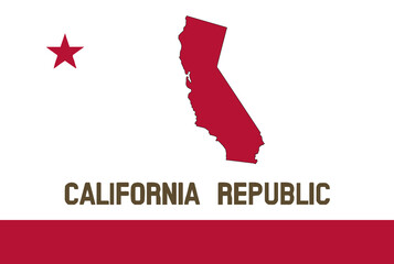 Wall Mural - Flag of the State of California With Map