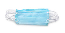 Stack Light Blue Surgical Mask (medical Face Mask) With White Rope Strap For Protective