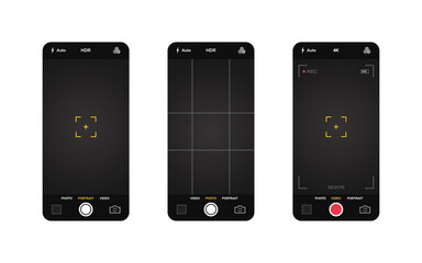 Wall Mural - phone camera interface. mobile app application. photo and video shooting. vector illustration graphi