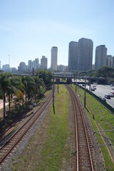 Sao Paulo/Brazil: Pinheiros avenue, train line, cityscape