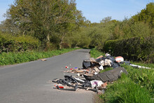 Fly-tipping In A Country Lane In The UK