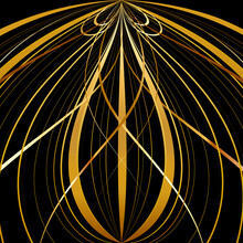 Gold Abstract Geometric Lines On A Black Background.