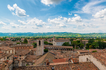 Sticker - Red roof tiles of old Gubbio town in Italy