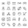 Friendship, icon set. Communication and Interaction, mutual affection, relationship between people, linear icons. Friends chatting and having fun with each other. Line with editable stroke