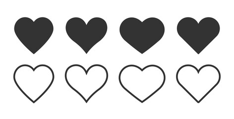 Poster - Heart linear vector icon. Valentine love and wedding thin line heart frames Heart vector icon isolated on white background, Heart transparency logo design eps 10
