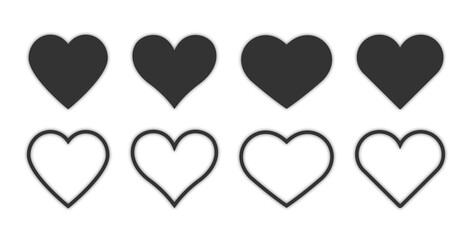 Poster - Heart linear vector icon. Valentine love and wedding thin line heart frames Heart vector icon isolated on white background, Heart transparency logo design