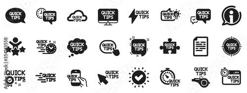 Fotografía Set of Helpful tricks, Solution and Quickstart guide icons